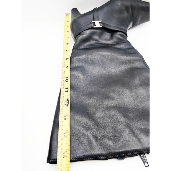 Women’s Black Leather Upper Knee-High Boots Size 8.5M Block Heel Side Zip - Picture 12 of 12